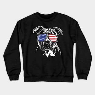 Proud American Staffordshire Terrier American Flag sunglasses Crewneck Sweatshirt